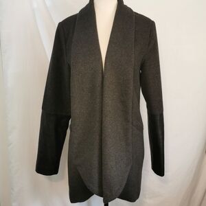 RD Style Open Wool Blend Jacket w/ Faux Leather Sleeve Bottoms -Sz M